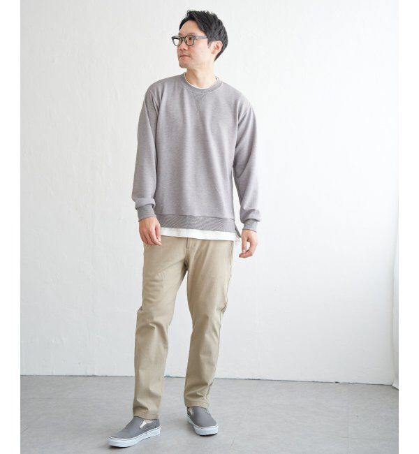 ikka「【抗菌防臭／吸水速乾】GOKU楽ダンボールフェイクプルオーバー」|パーカー|