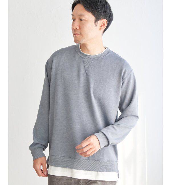 ikka「【抗菌防臭／吸水速乾】GOKU楽ダンボールフェイクプルオーバー」|パーカー|