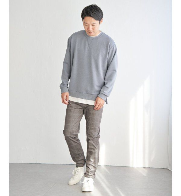 ikka「【抗菌防臭／吸水速乾】GOKU楽ダンボールフェイクプルオーバー」|パーカー|