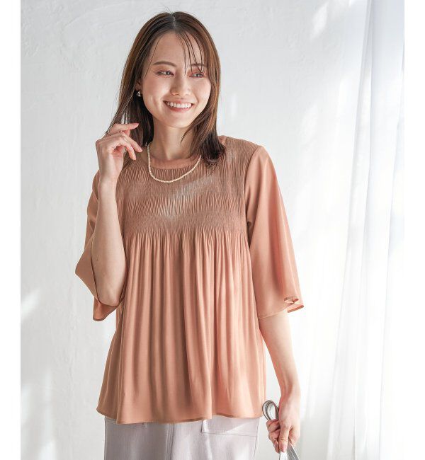 ikka「マジョリカ3段プリーツブラウス」|シャツ・ブラウス|オレンジ