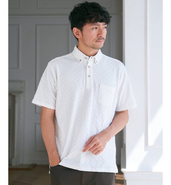 IKKA LOUNGE「リンクスジャカード市松ポロシャツ」|Tシャツ・カットソー|