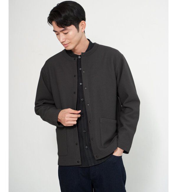 ikka「ボンディングクルーネックカーデ」|カーディガン|