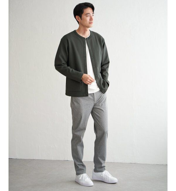 ikka「ボンディングクルーネックカーデ」|カーディガン|