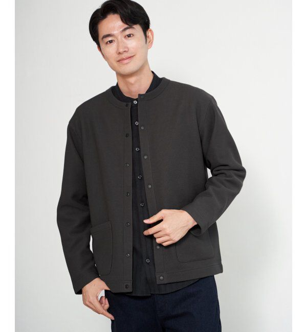 ikka「ボンディングクルーネックカーデ」|カーディガン|