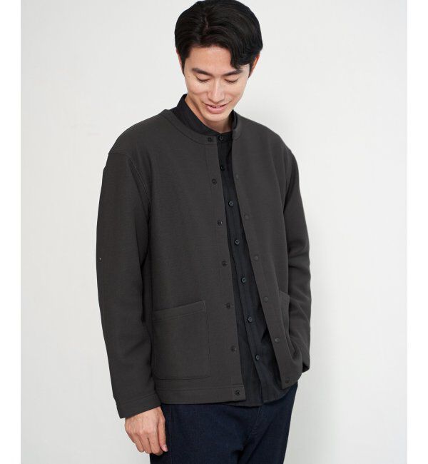 ikka「ボンディングクルーネックカーデ」|カーディガン|