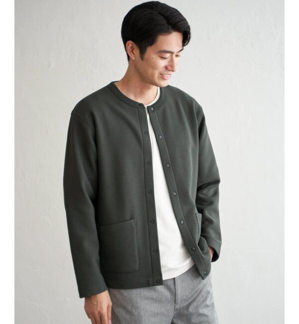 ikka「ボンディングクルーネックカーデ」|カーディガン|