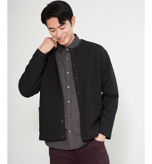 ikka「ボンディングクルーネックカーデ」|カーディガン|ブラック