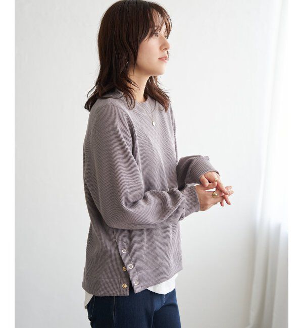 ikka「ラメワッフル裾リングドットプルオーバー」|その他|