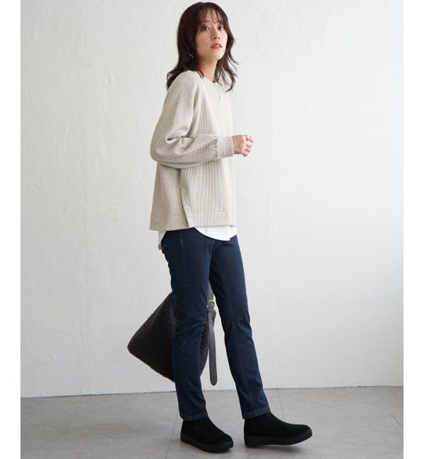 ikka「ラメワッフル裾リングドットプルオーバー」|その他|
