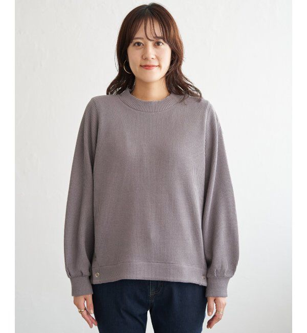 ikka「ラメワッフル裾リングドットプルオーバー」|その他|
