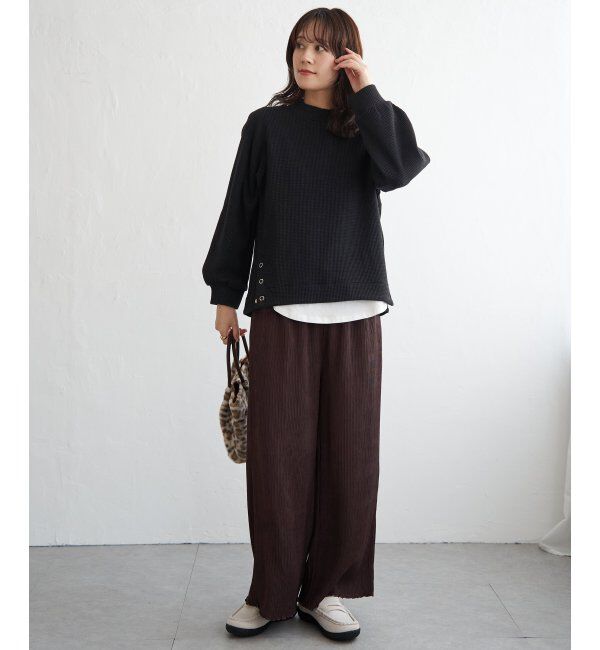 ikka「ラメワッフル裾リングドットプルオーバー」|その他|