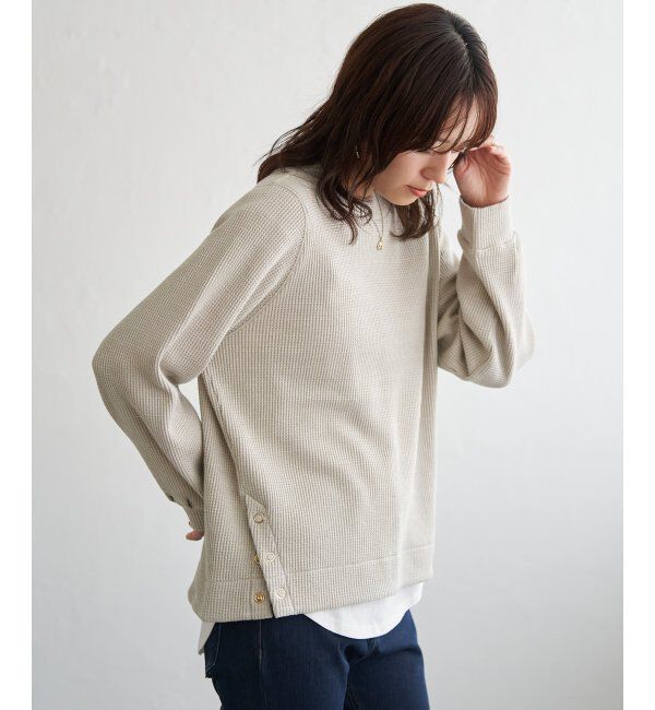 ikka「ラメワッフル裾リングドットプルオーバー」|その他|
