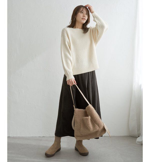 ikka「片ボタン変形リブニットプルオーバー」|プルオーバー|
