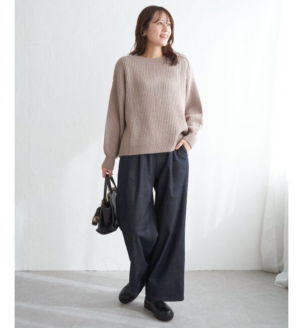 ikka「片ボタン変形リブニットプルオーバー」|プルオーバー|