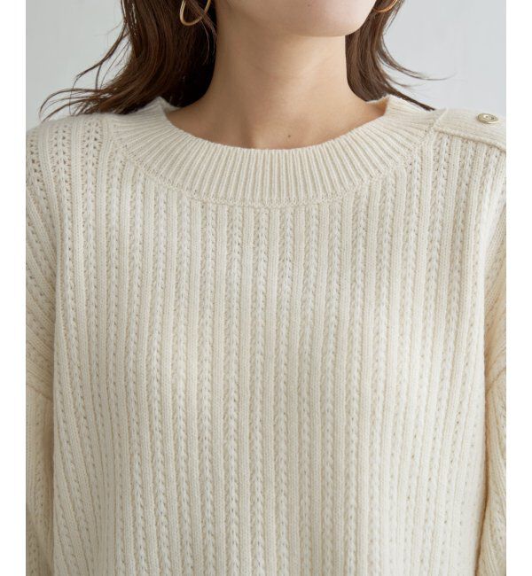 ikka「片ボタン変形リブニットプルオーバー」|プルオーバー|