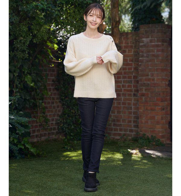 ikka「片ボタン変形リブニットプルオーバー」|プルオーバー|