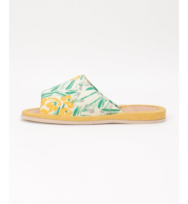 Lbc with Life「茶竹花柄スリッパ」|ルームシューズ|