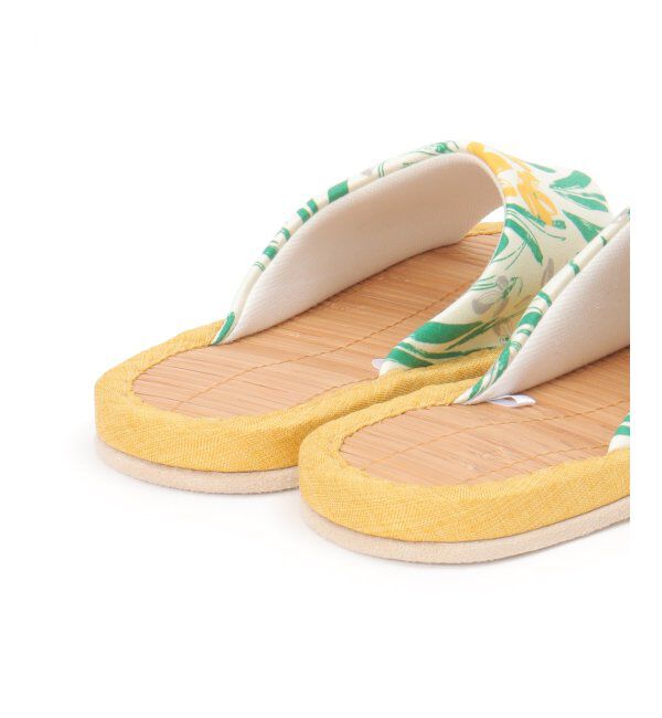 Lbc with Life「茶竹花柄スリッパ」|ルームシューズ|