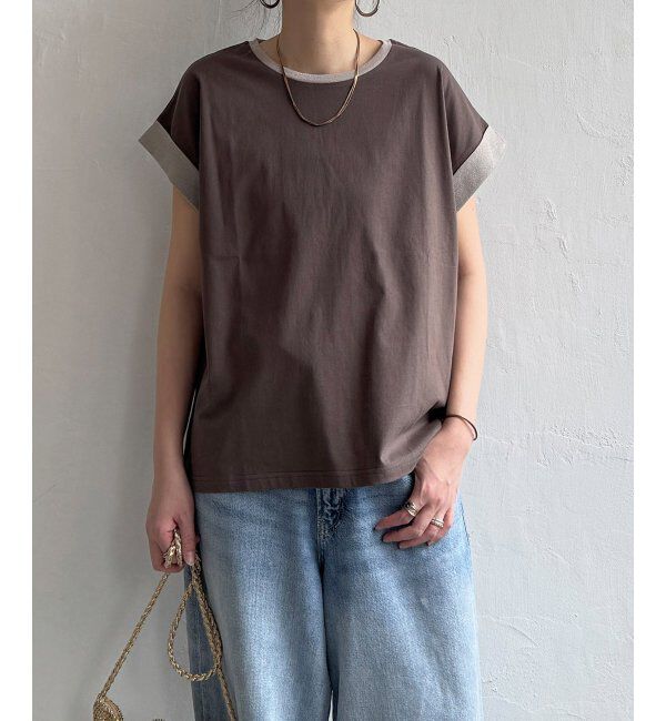 Lbc with Life「ラメ袖フレンチTシャツ」|Tシャツ・カットソー|