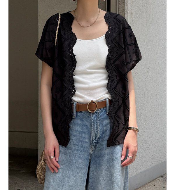 Lbc with Life「フリンジスカラップレースカーデＢＬ」|シャツ・ブラウス|