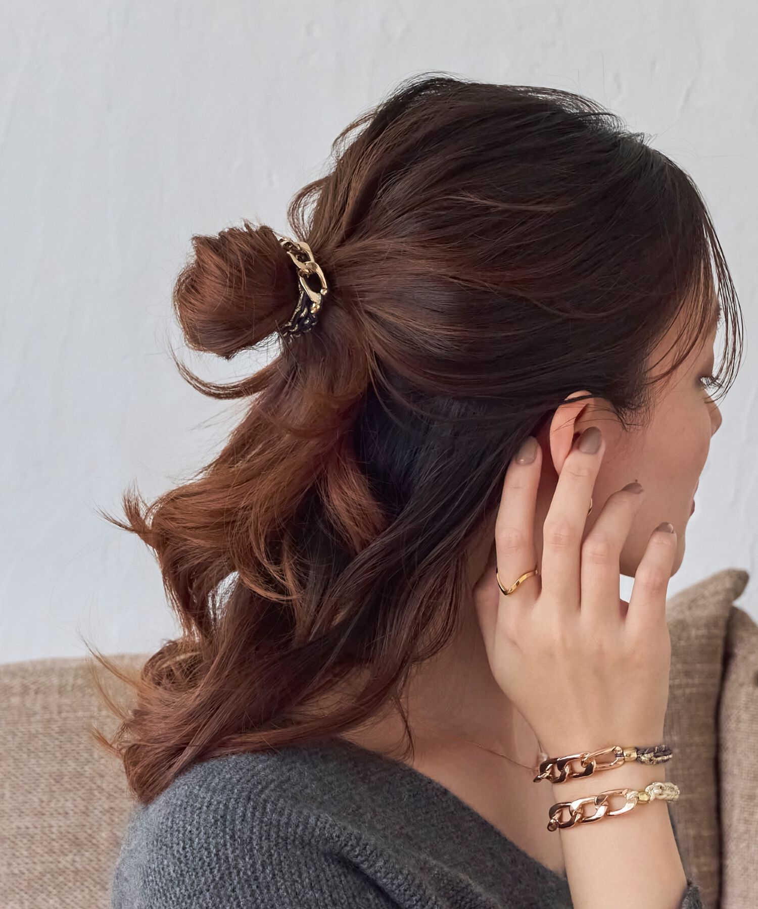 Phoebe「2wayツイストメタルヘアブレス　ネイビー」|ヘアゴム・シュシュ|