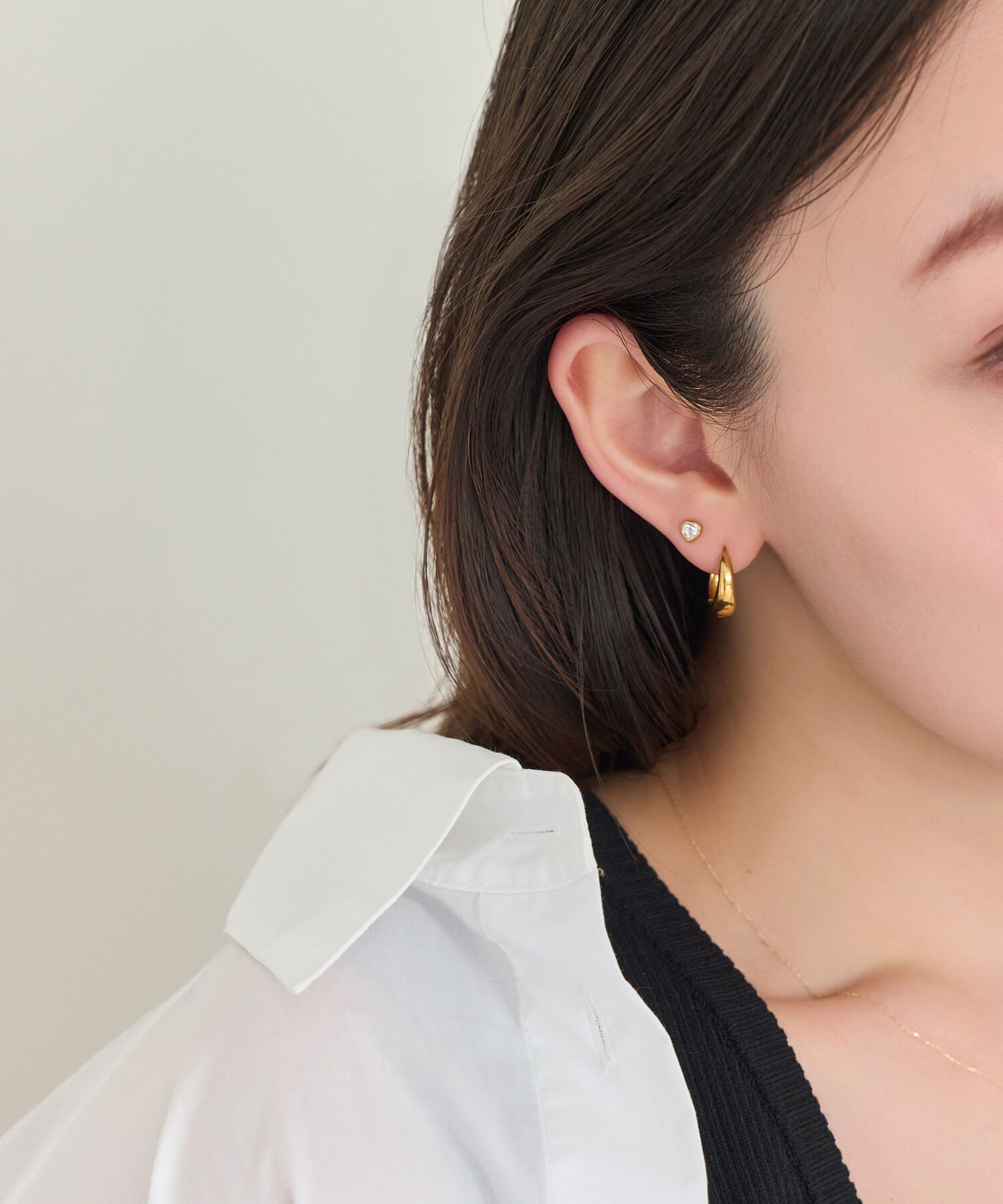 Phoebe「【金属アレルギー対応】ジュエルハートピアス　ゴールド/サージカルステンレス」|ピアス|