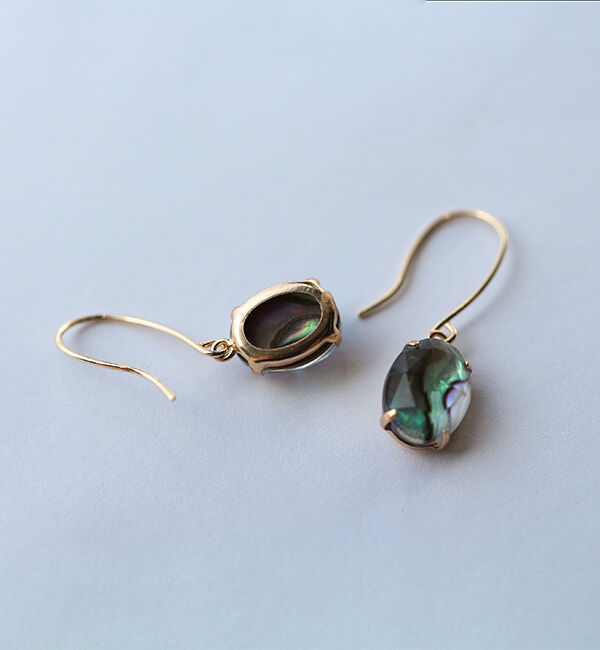  「クリスタル /  黒蝶貝 ピアス | K10YG」|ピアス|