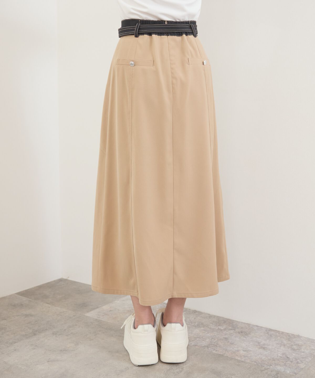 REDYAZEL「バイカラーパネルロングスカート」|台形|