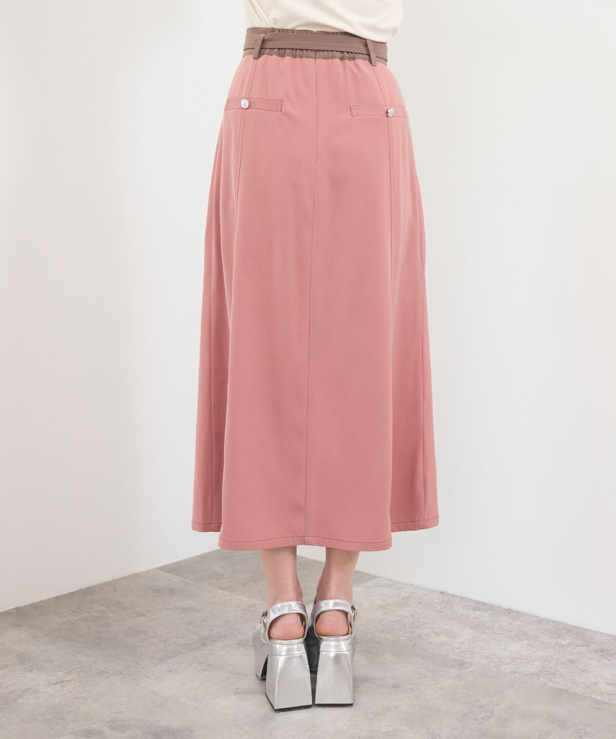 REDYAZEL「バイカラーパネルロングスカート」|台形|