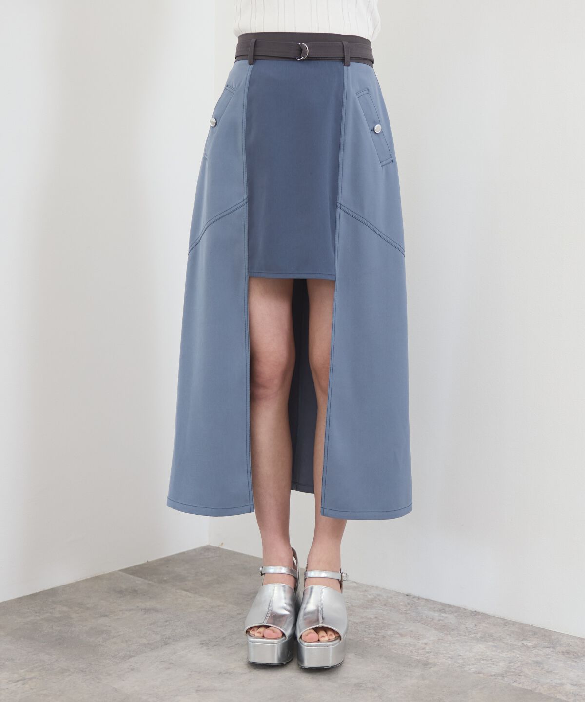 REDYAZEL「バイカラーパネルロングスカート」|台形|