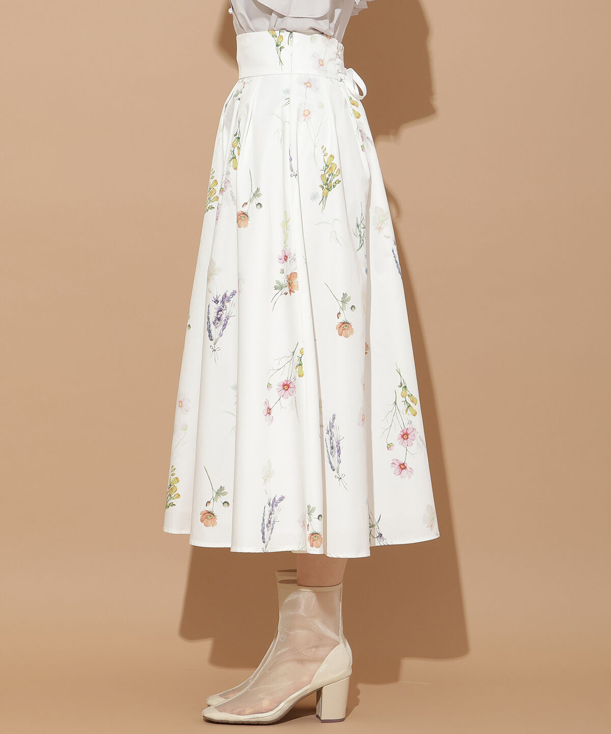 WILLSELECTION「オータムボタニカルフラワータックスカート」|フレア|