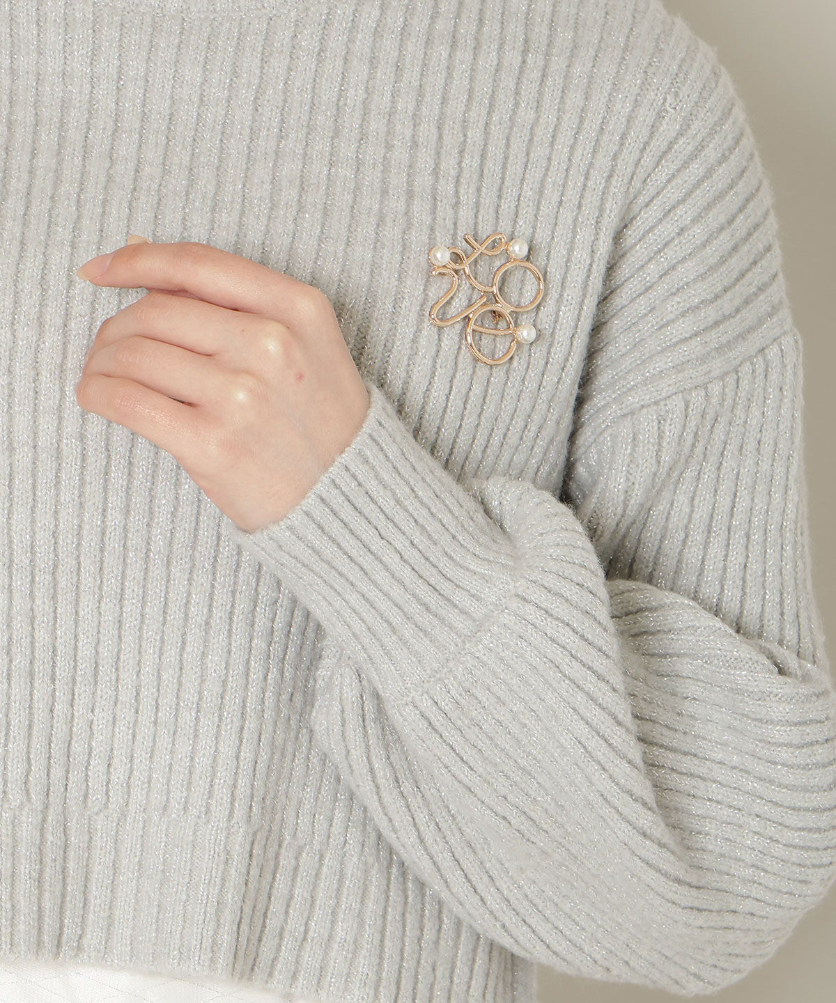 WILLSELECTION「ブローチ付きクロップドラメニット」|ニット・セーター|