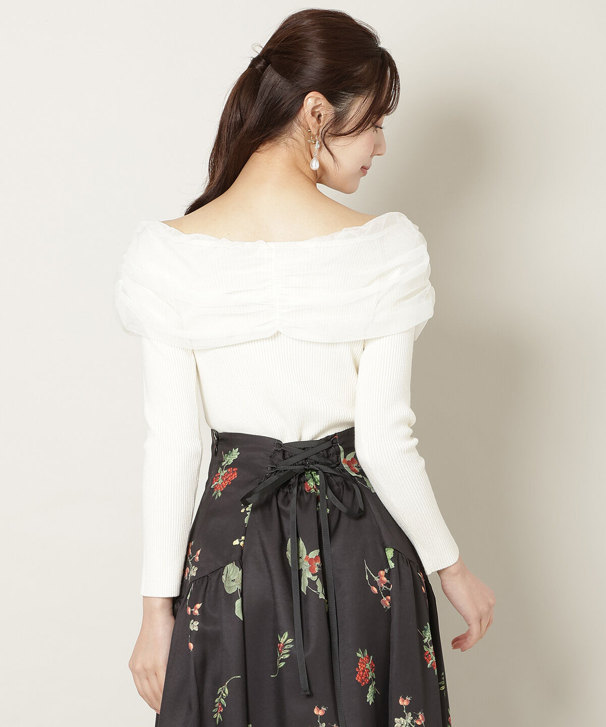 WILLSELECTION「リボンチュールレイヤードリブニット」|ニット・セーター|