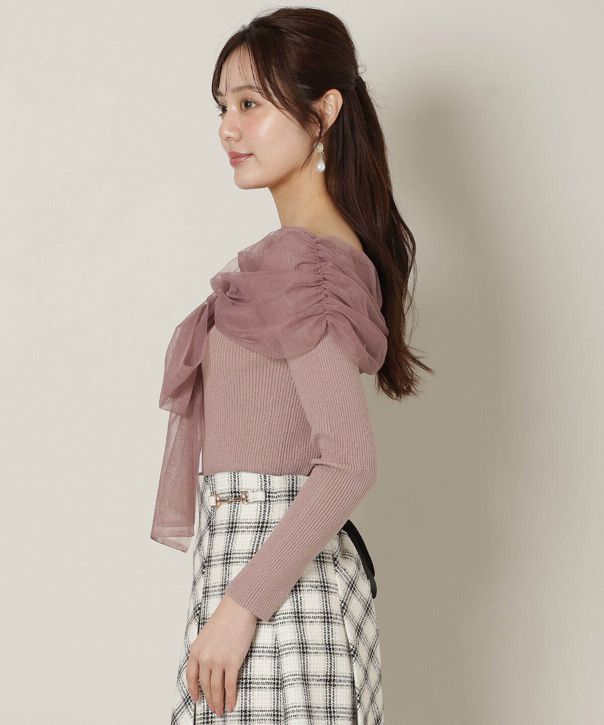 WILLSELECTION「リボンチュールレイヤードリブニット」|ニット・セーター|