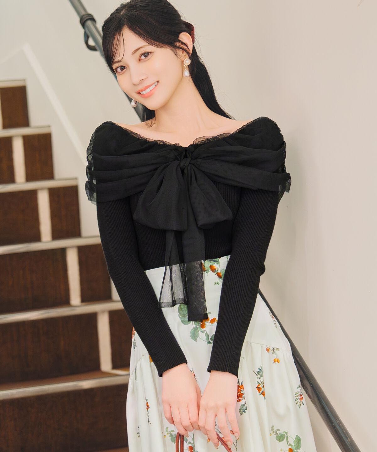 WILLSELECTION「リボンチュールレイヤードリブニット」|ニット・セーター|