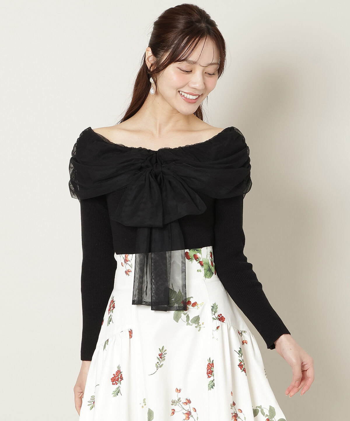 WILLSELECTION「リボンチュールレイヤードリブニット」|ニット・セーター|