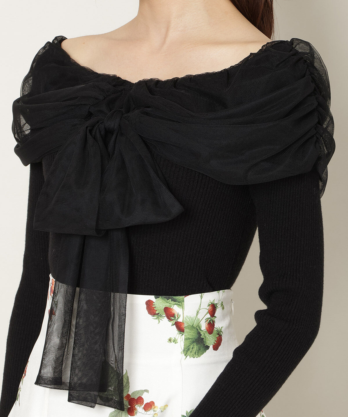 WILLSELECTION「リボンチュールレイヤードリブニット」|ニット・セーター|