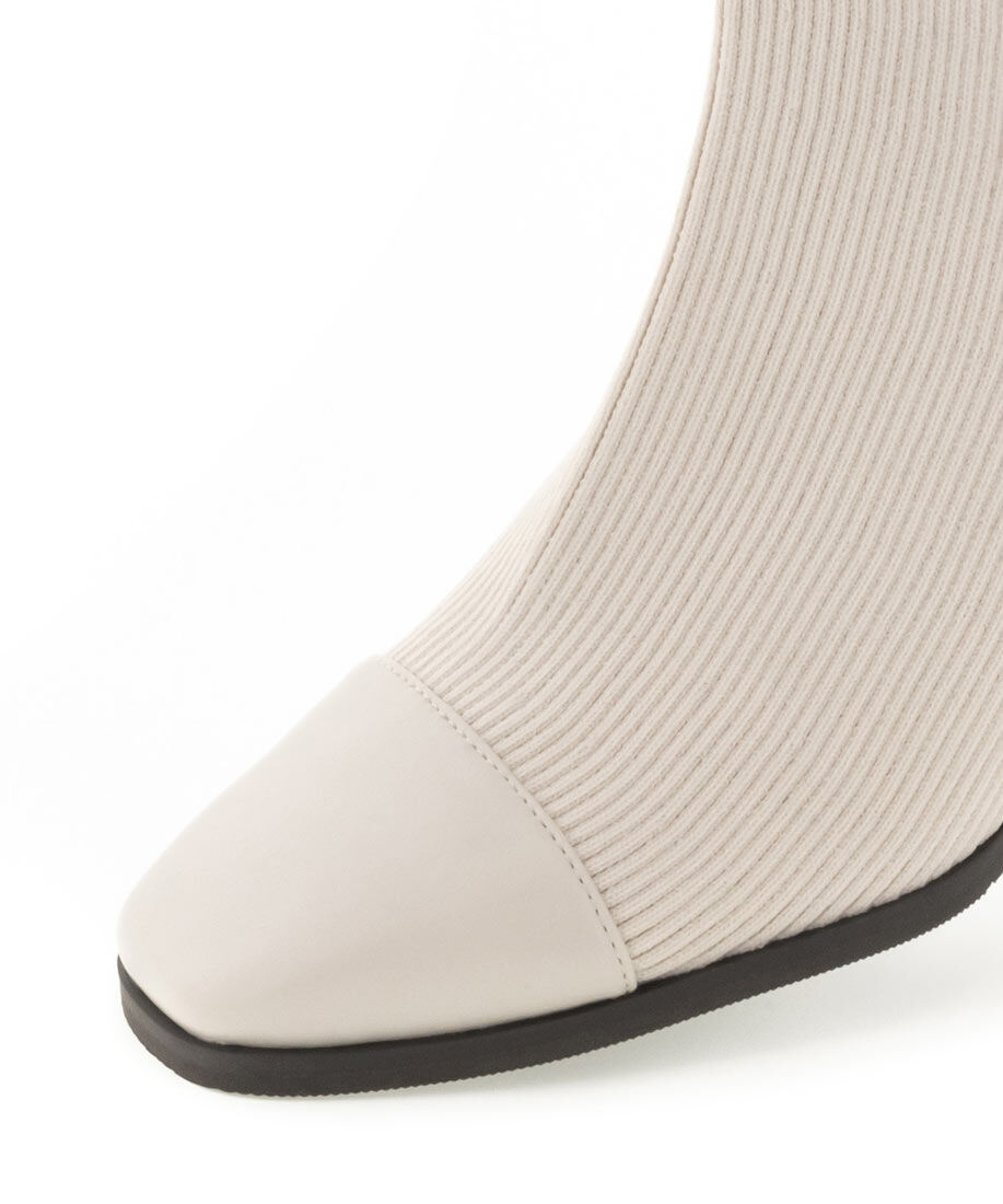  「ストレッチ チャンキーヒールニットブーツ」|ショートブーツ|