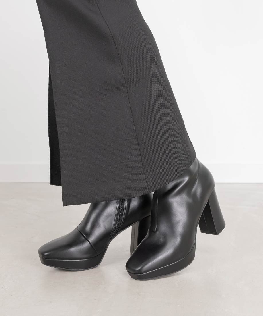  「ストレッチ チャンキーヒールショートブーツ」|ショートブーツ|