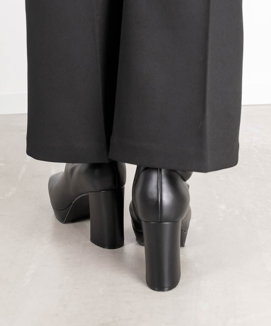  「ストレッチ チャンキーヒールショートブーツ」|ショートブーツ|