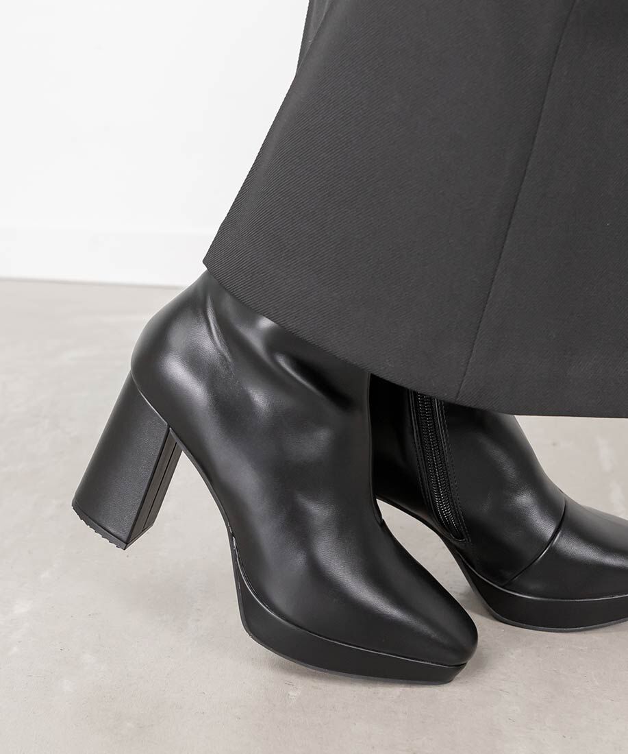  「ストレッチ チャンキーヒールショートブーツ」|ショートブーツ|