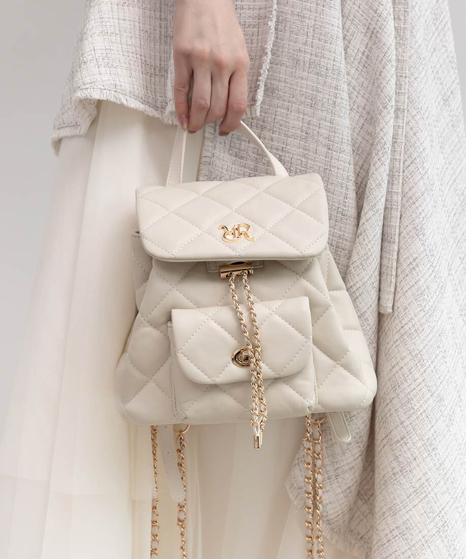  「キルティングデザインリュックバッグ」|ショルダー・メッセンジャー|アイボリー