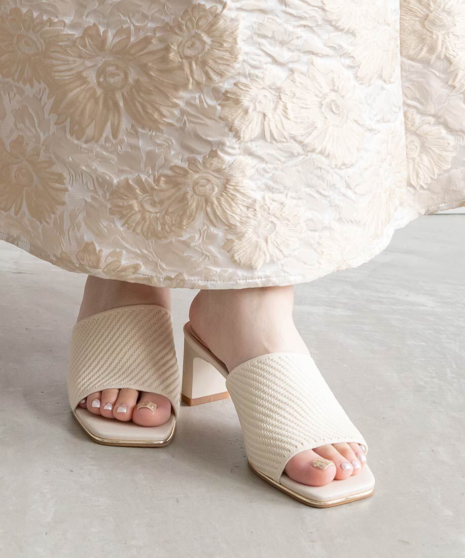  「【SUSTAINABLE】ニットミュールサンダル」|パンプス|