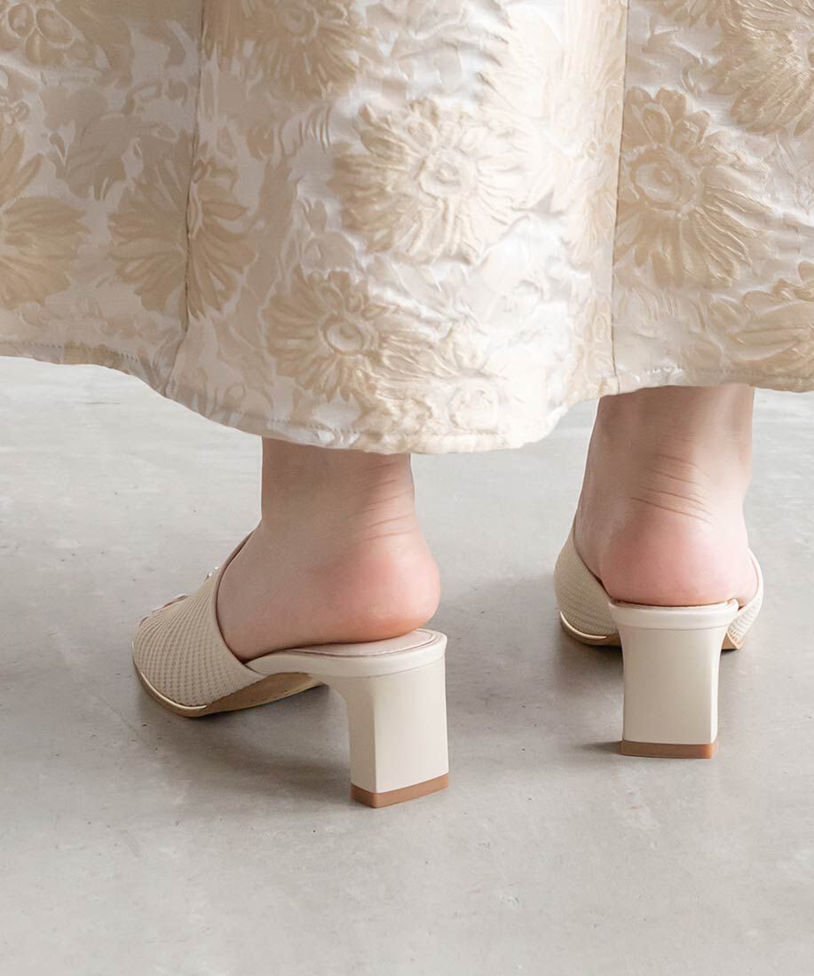  「【SUSTAINABLE】ニットミュールサンダル」|パンプス|