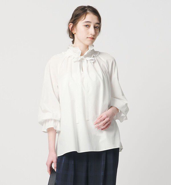 UNITED ARROWS「レースフリルカラー 2WAY ブラウス ‐はっ水‐」|シャツ・ブラウス|WHITE