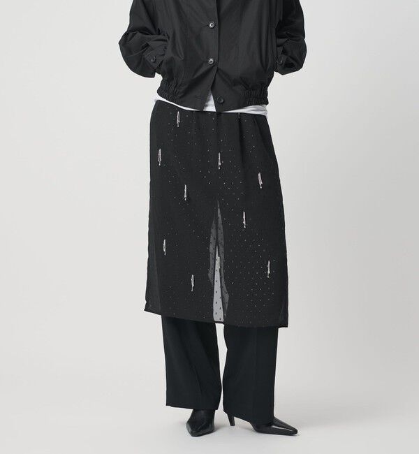 AEWEN MATOPH「＜AEWEN MATOPH＞シアービーズフリンジスカート」|スカート|BLACK