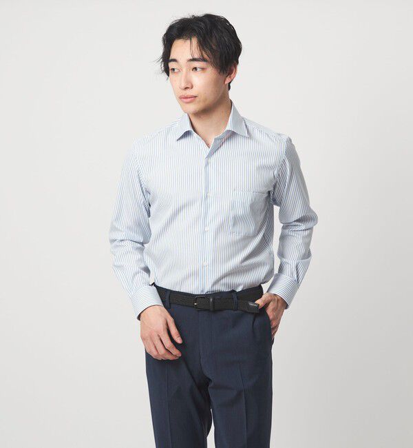 UNITED ARROWS green label relaxing「コットン ストライプ ワイドカラー ドレスシャツ -イージーアイロン-」|シャツ・ブラウス|LT.BLUE
