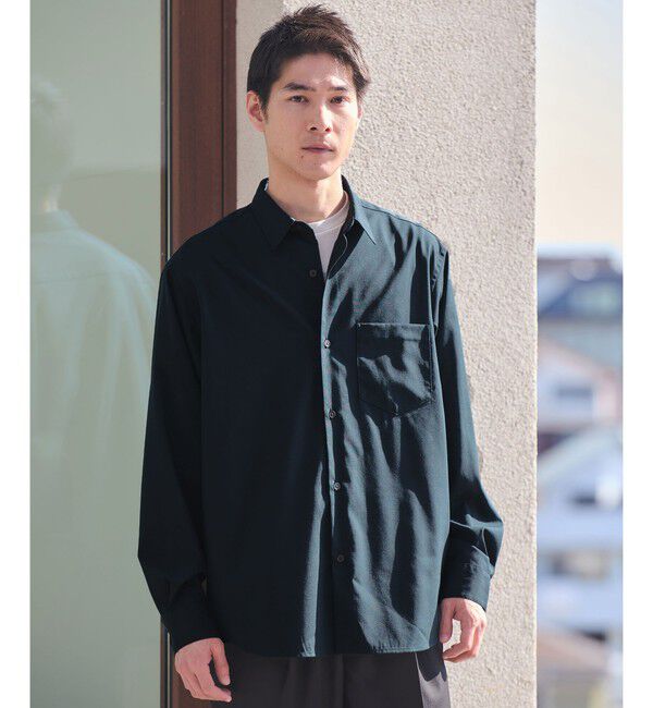 UNITED ARROWS green label relaxing「ウォッシャブル トロ ジャストルーズ シャツ -ストレッチ-」|シャツ・ブラウス|DK.GREEN