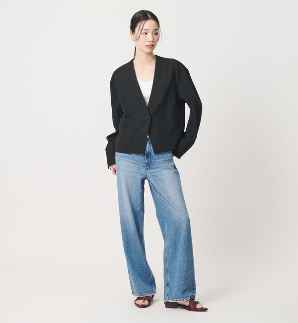 BEAUTY&YOUTH UNITED ARROWS「ポリエステルブレンド カラーレス ショートジャケット」|ノーカラージャケット|