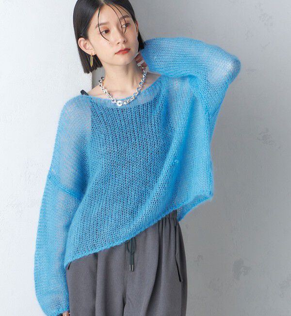 SHIPS for women「モヘヤ メッシュ プルオーバー」|ニット・セーター|スカイブルー